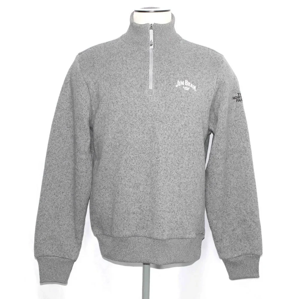 North Face Gray L/S Full-Zip Fleece‎ Jacket Jim Beam Embroidered Mens Size M